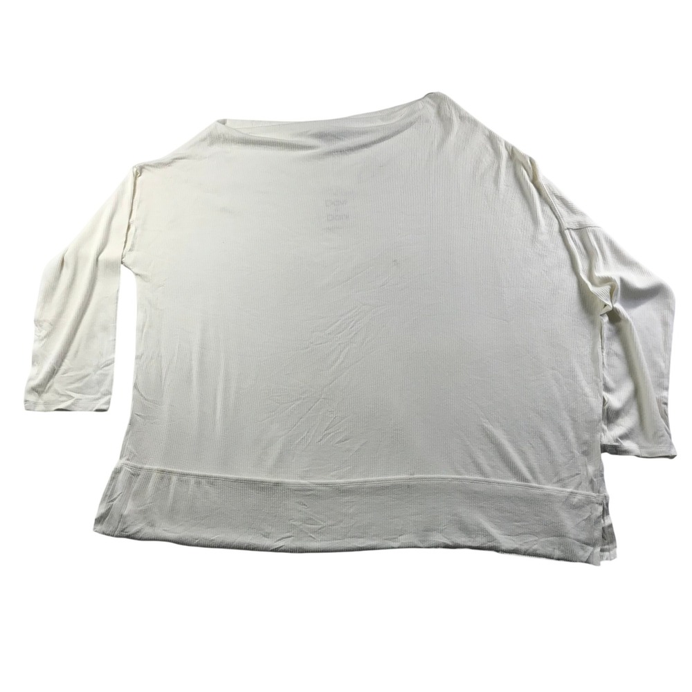 Davi & Dani Cream Ribbed Oversized Boat Neck Top 3XL PT17139 Long Sleeve Slouchy